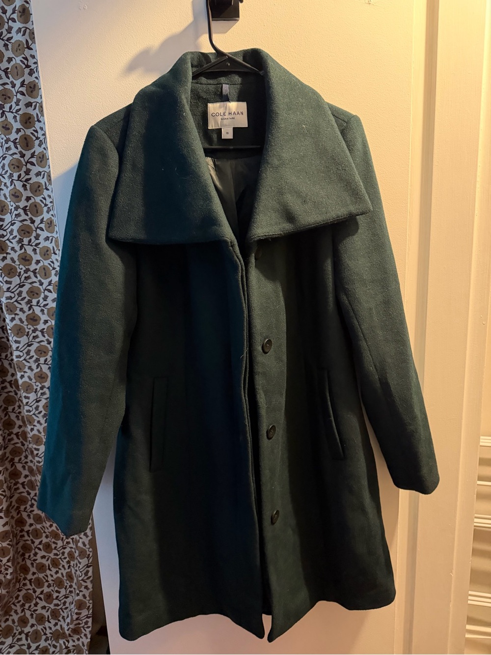 Cole Haan Women's Forest Green Wool Pea Coat